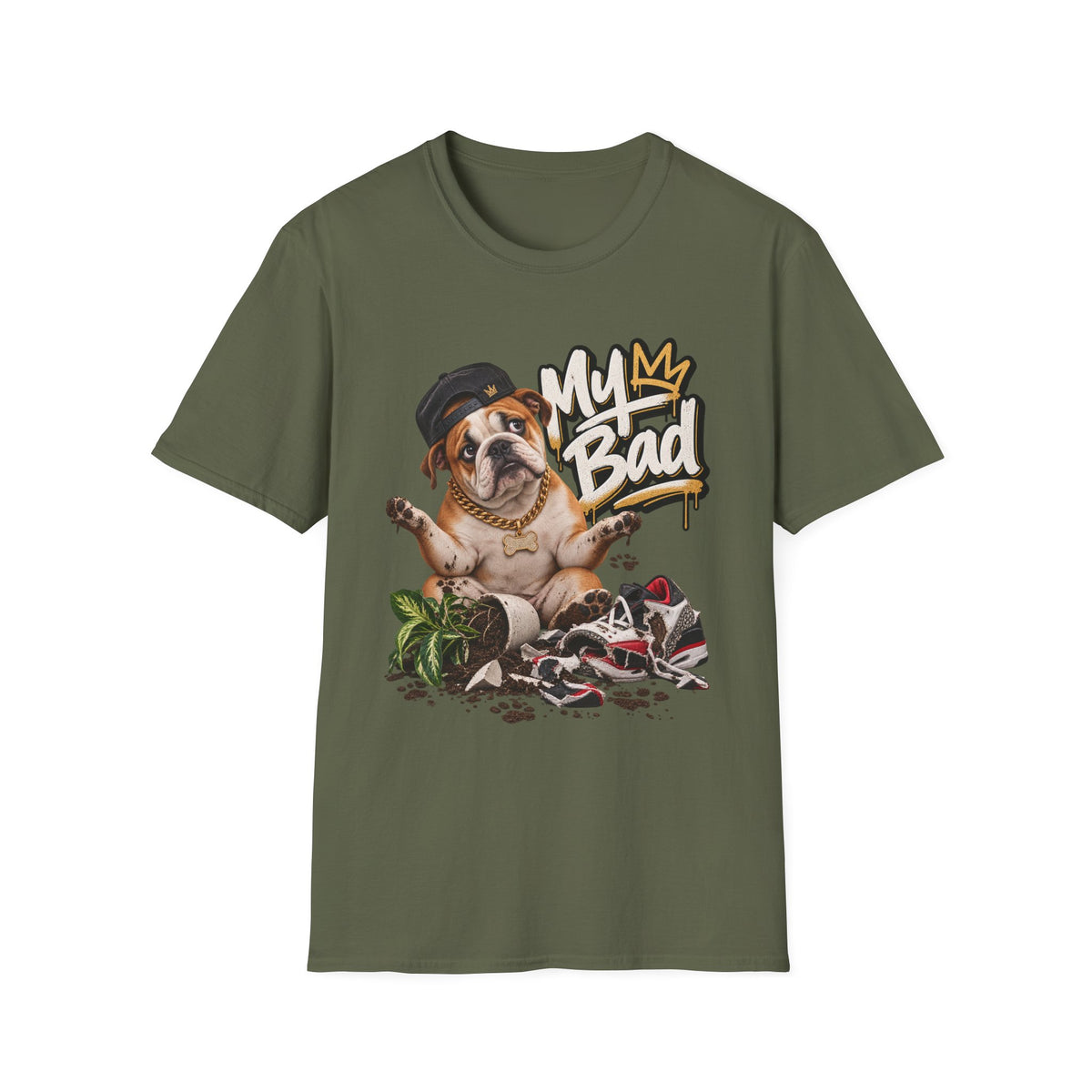 Bulldog 'My Bad' Graffiti T-Shirt | Hip Hop Dog Streetwear Tee