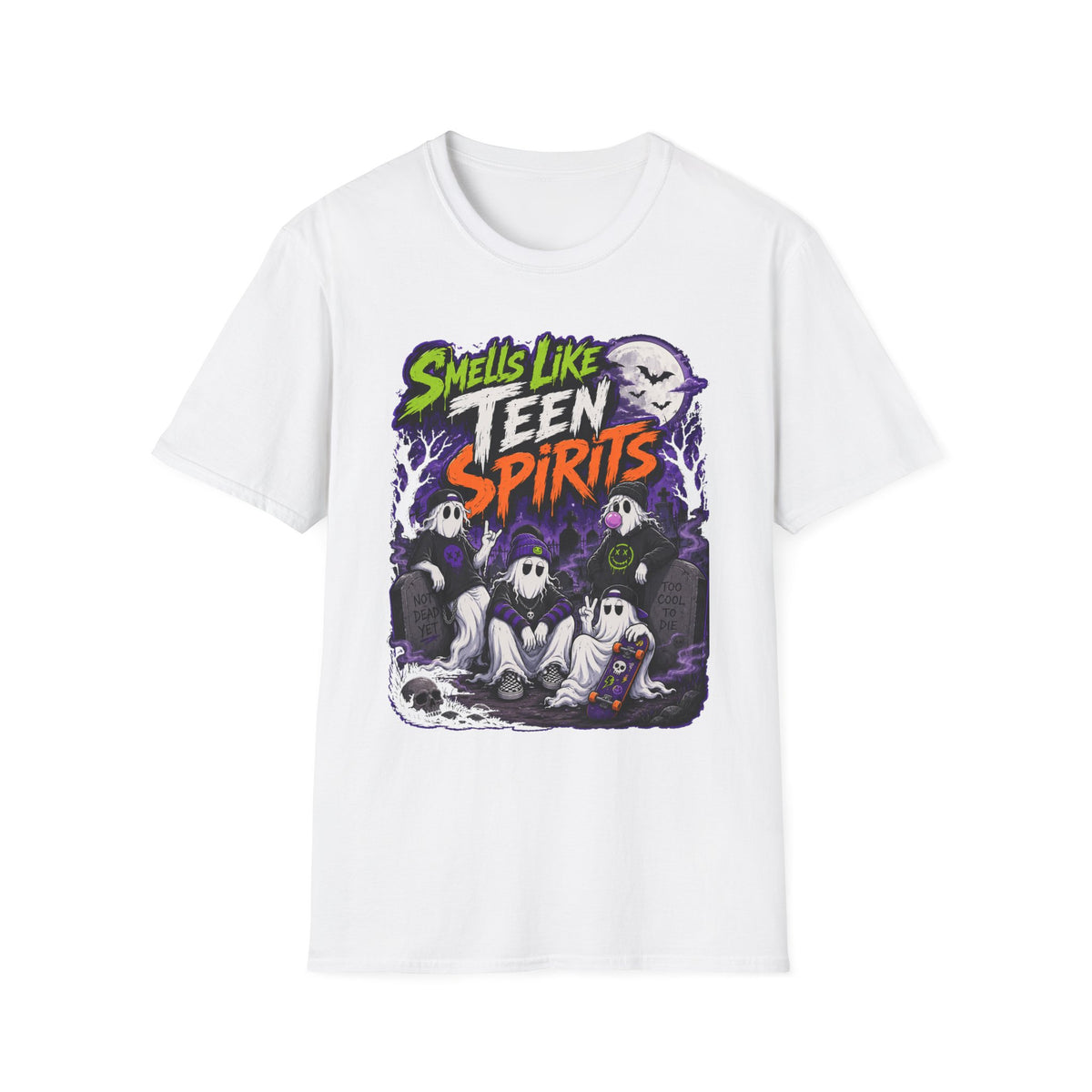 Smells Like Teen Spirits T-Shirt | Halloween Ghost Band Graphic | Hip Hop 1990's 2000's Nostalgia Throwback