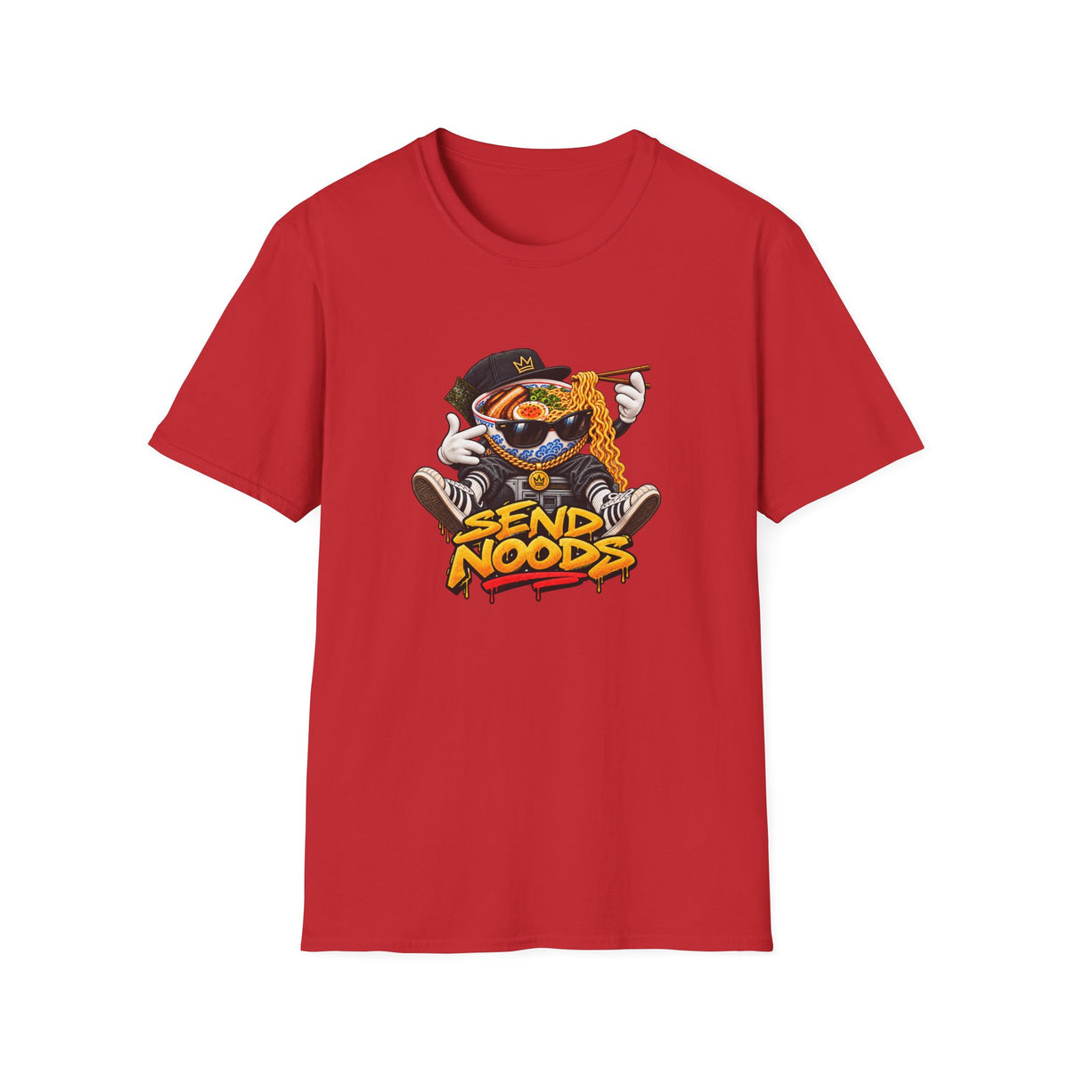 Send Noods ramen graphic T-Shirt | noodle bowl illustration, streetwear vibe | Hip Hop Pop Culture