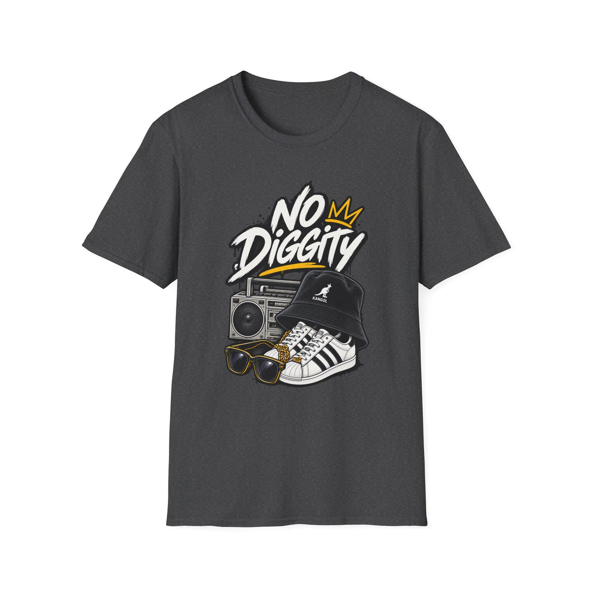 No Diggity Graphic Tee | Retro Boombox Hip Hop Design | 1990's 2000's Nostalgia Throwback