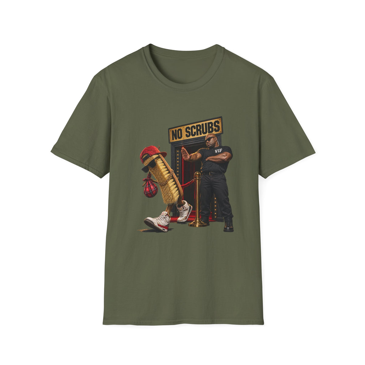 No Scrubs design T-Shirt | 90s R&B humor, VIP bouncer graphic | 1990's 2000's Nostalgia Throwback