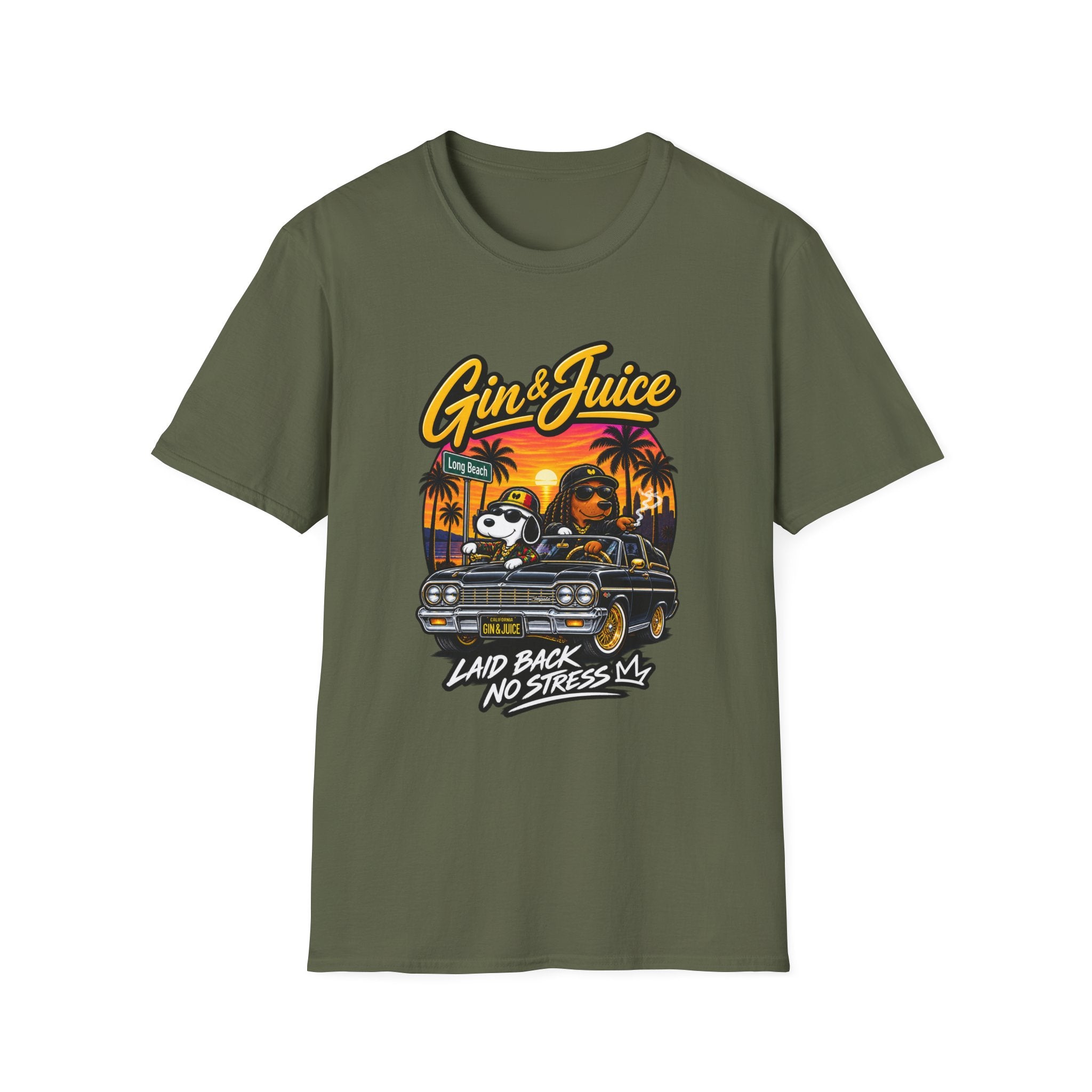 Gin & Juice Graphic Tee | Retro Sunset, Palm Trees, Laid Back Vibes | 1990's 2000's Nostalgia Throwback