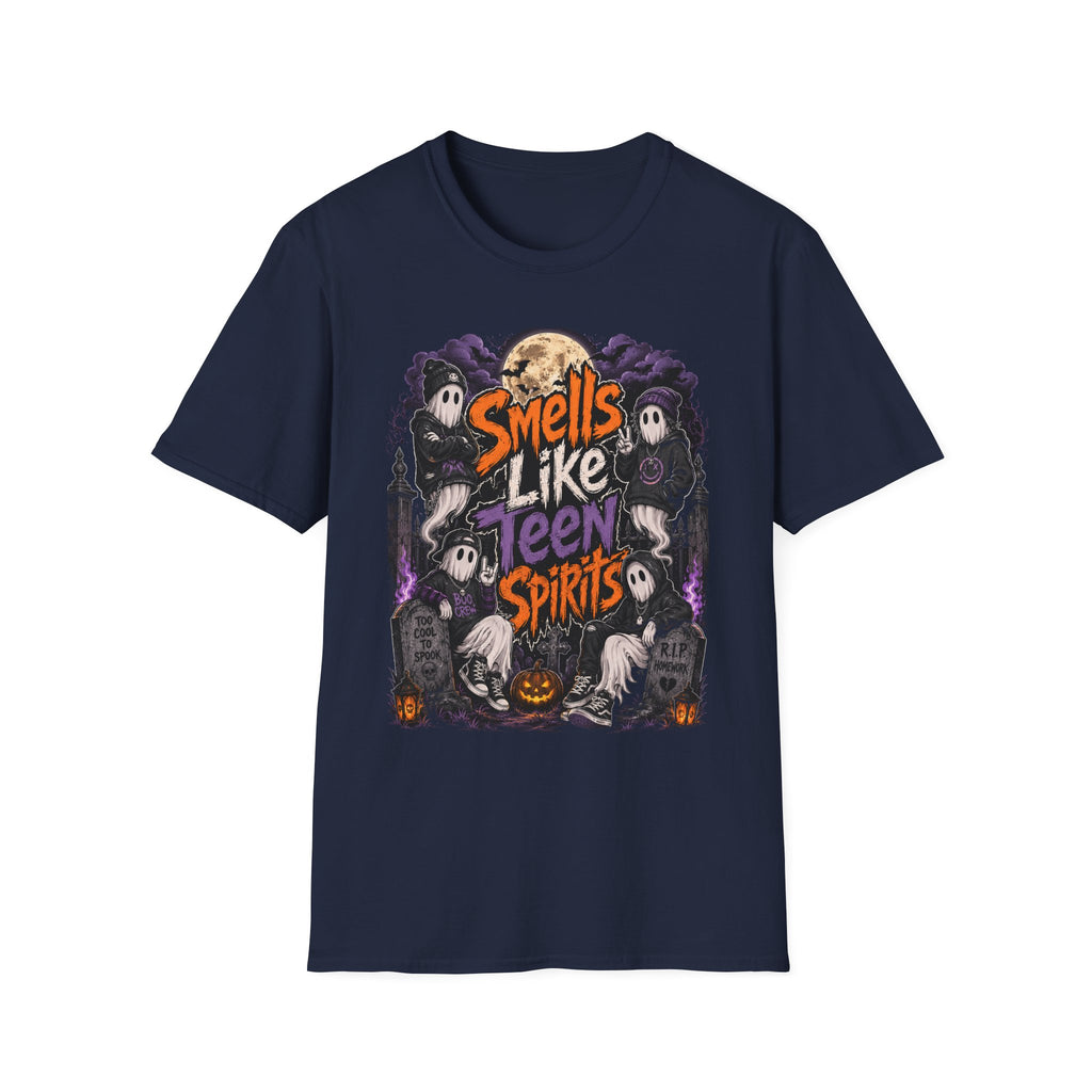 Smells Like Teen Spirits T-Shirt | Halloween Ghosts Moon Pumpkin Hip Hop | 1990's 2000's Nostalgia Throwback