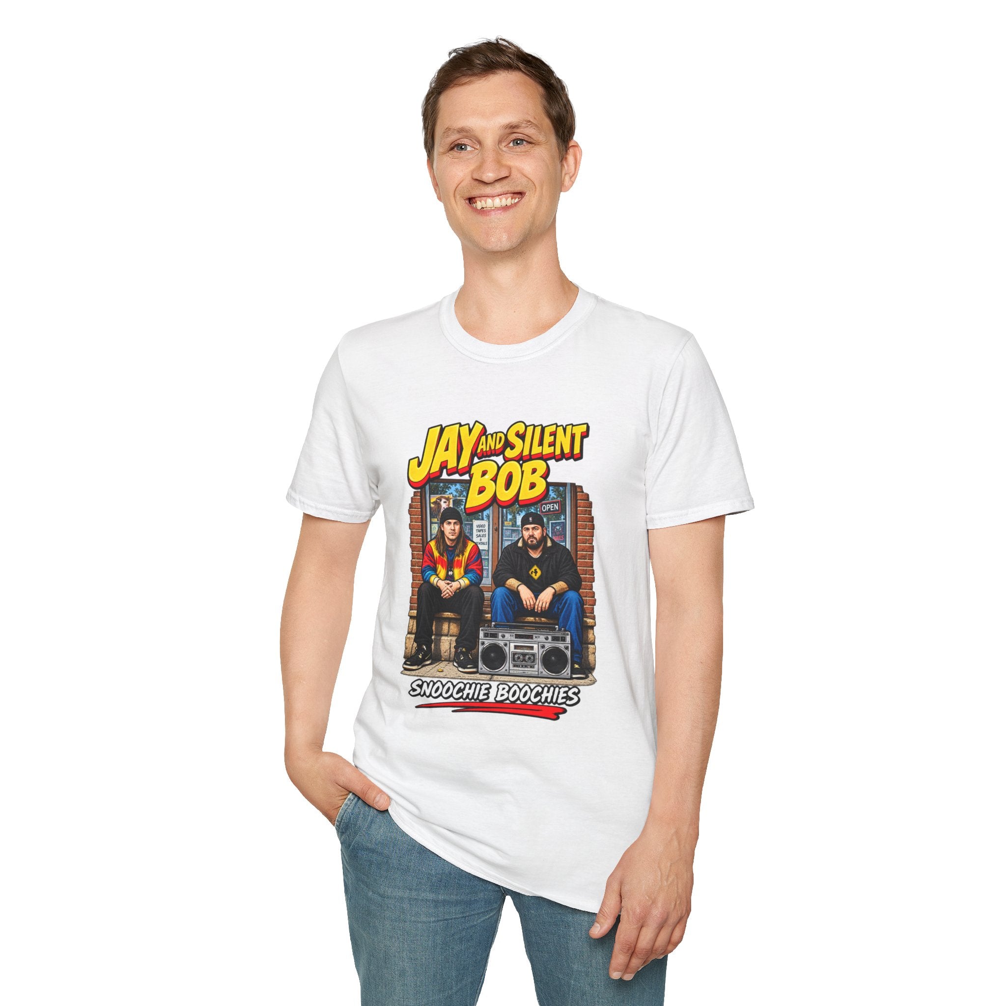 Jay and Silent Bob T-Shirt | Movie Logo Comic Poster Tee | 1990's 2000's Nostalgia Throwback