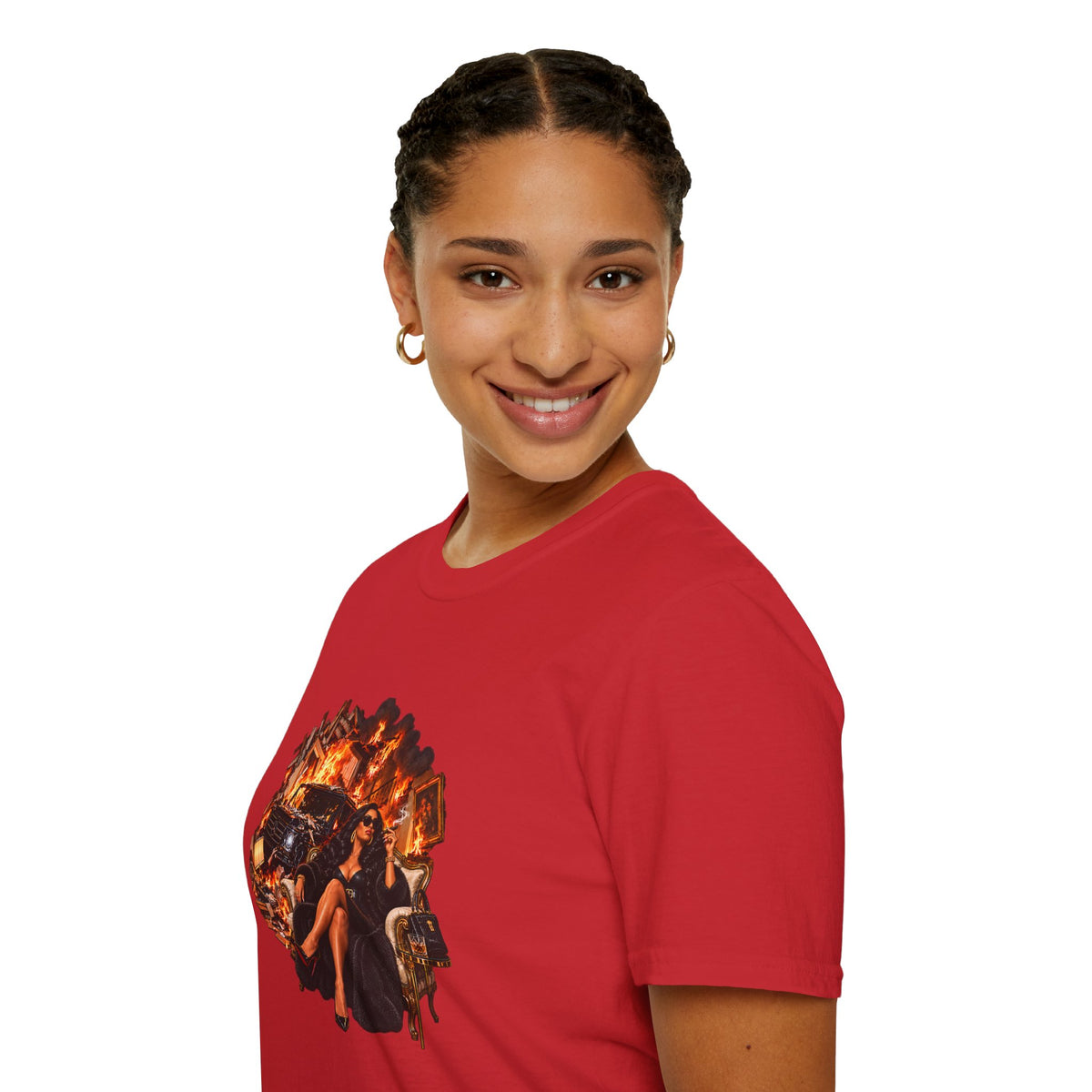 SUV house Smoking T-Shirt | Vintage Pinup Woman, Burnout Scene | Mallory Beauty Burn