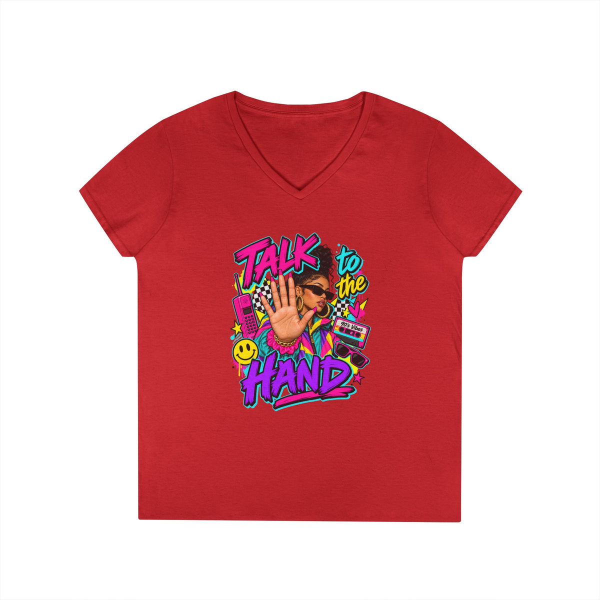 Talk to the Hand graphic tee | V-Neck T-Shirt, 90s retro pop art design | 90's 00's Hip Hop Pop Culture Nostalgia