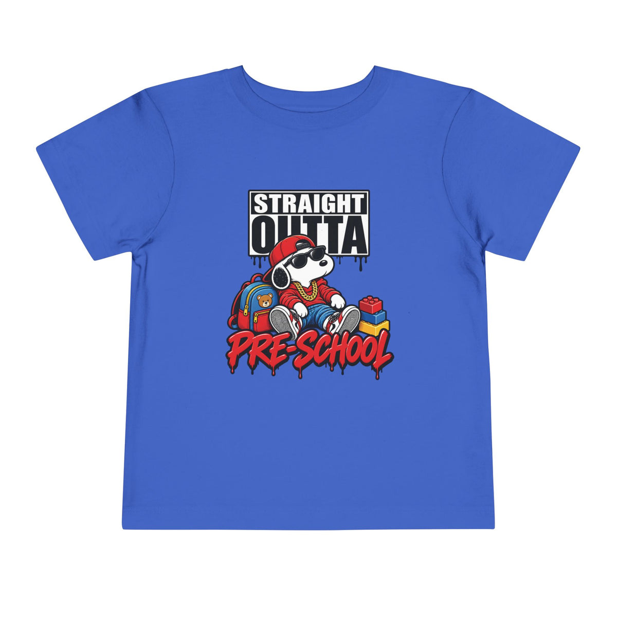 Straight Outta Pre-School Toddler Tee | Cool Cartoon Dog School Shirt | 90s 2000s Retro Nostalgic Tee