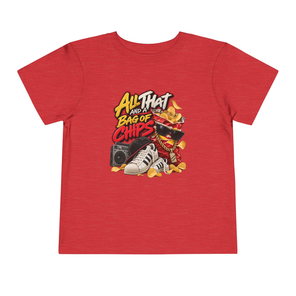 All That and a Bag of Chips Toddler Tee | Retro Sneaker Snack Graphic