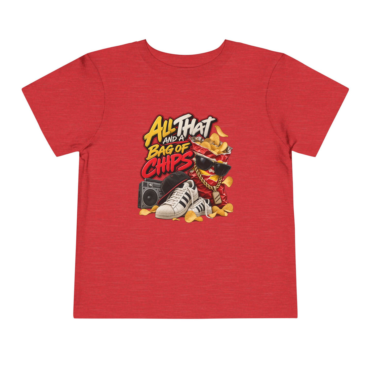 All That and a Bag of Chips Toddler Tee | Retro Sneaker Snack Graphic