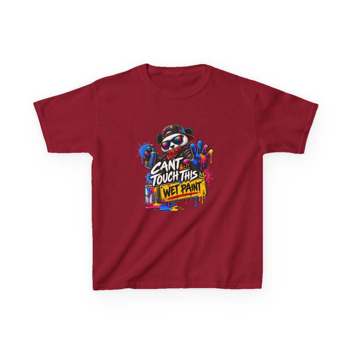 Cant Touch This Wet Paint Kids Tee | Colorful Graffiti Bear Design