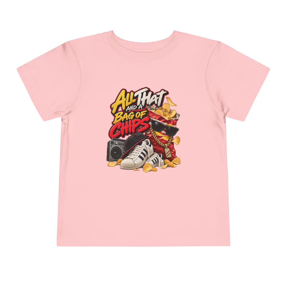 All That and a Bag of Chips Toddler Tee | Retro Sneaker Snack Graphic