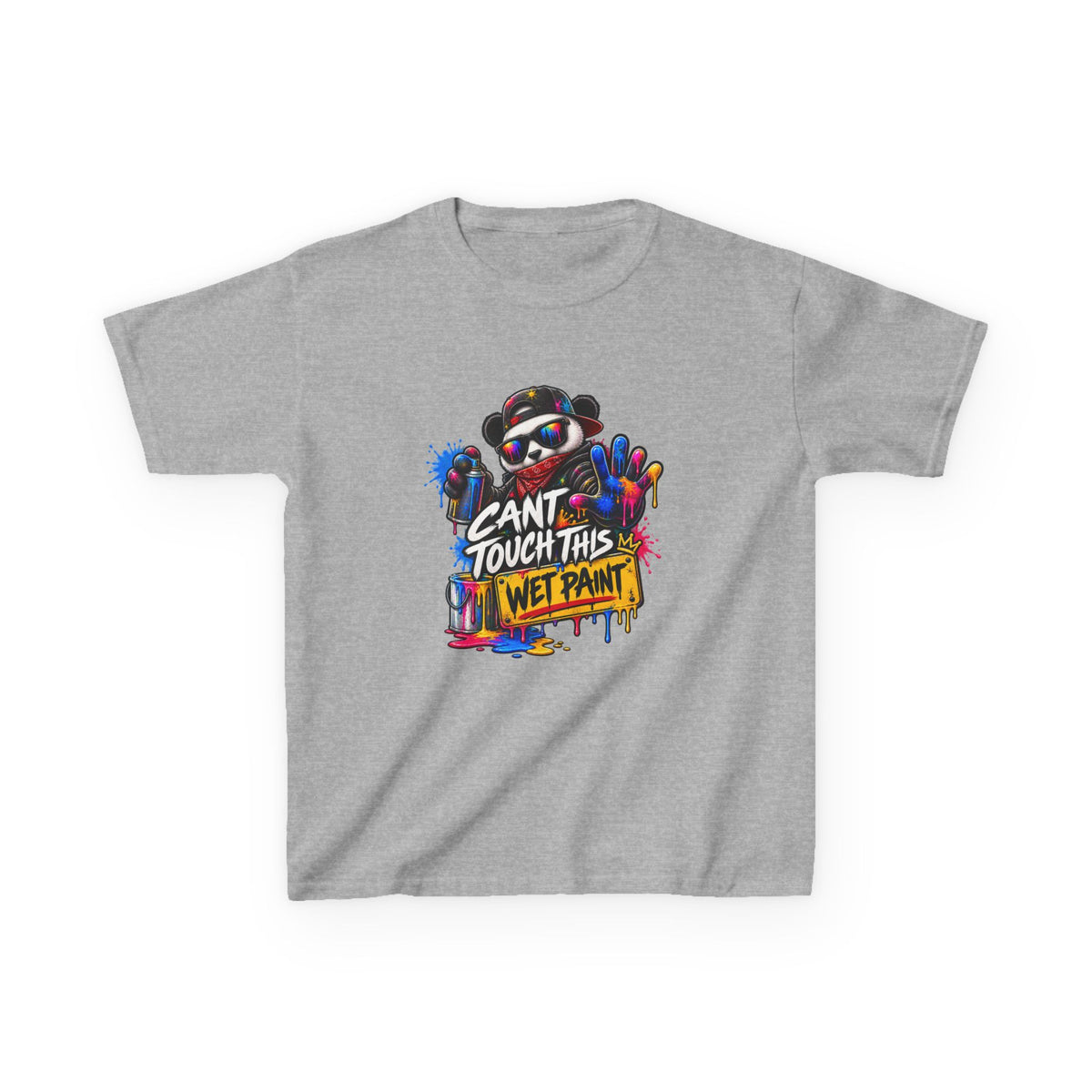 Cant Touch This Wet Paint Kids Tee | Colorful Graffiti Bear Design