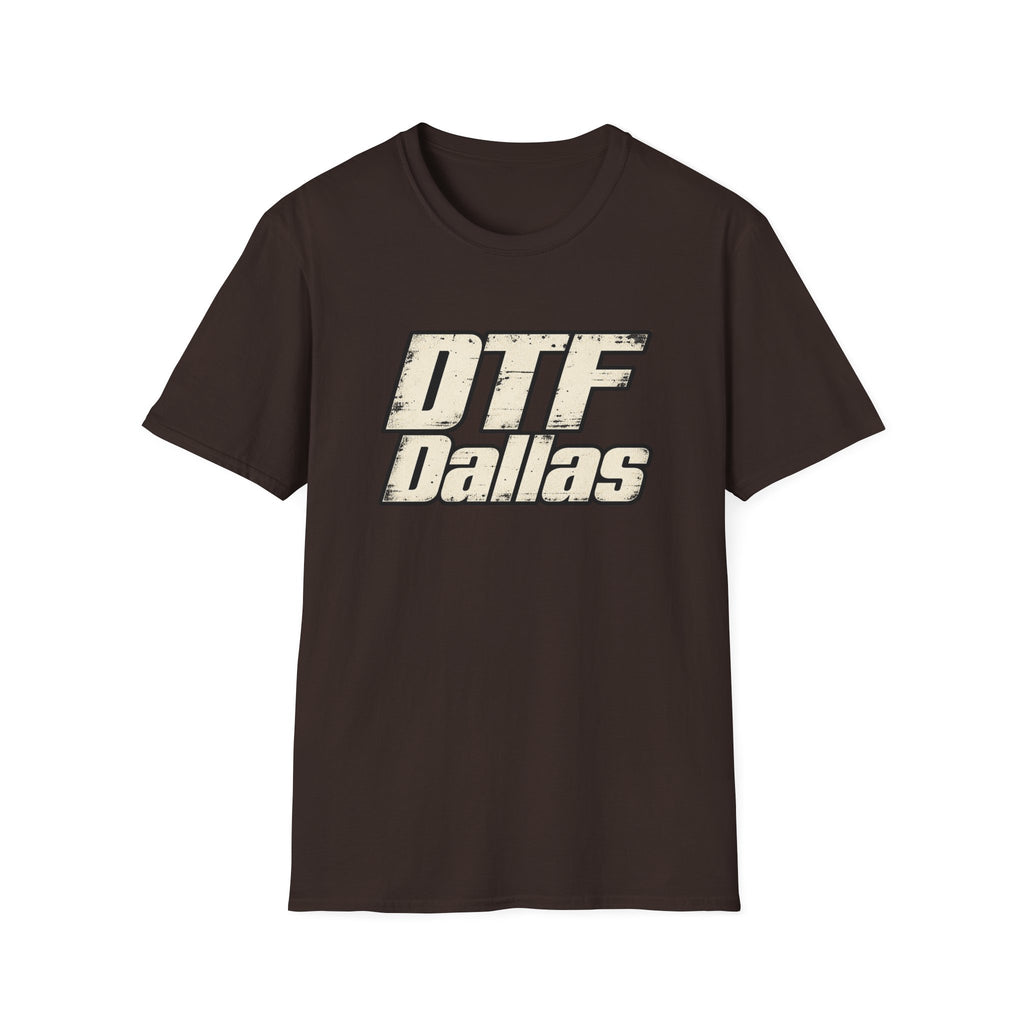 DTF Dallas T-Shirt | Retro Distressed Text, City Pride Tee