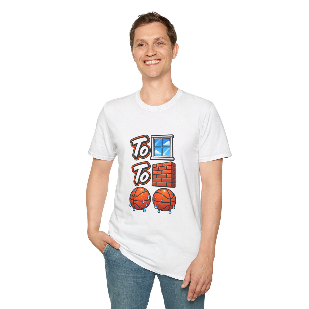 To the Window To the Wall Sweat Basketballs T-Shirt | Sports Emoji Design | 90s 00s Hip Hop Pop Culture Nostalgia Millennial Era