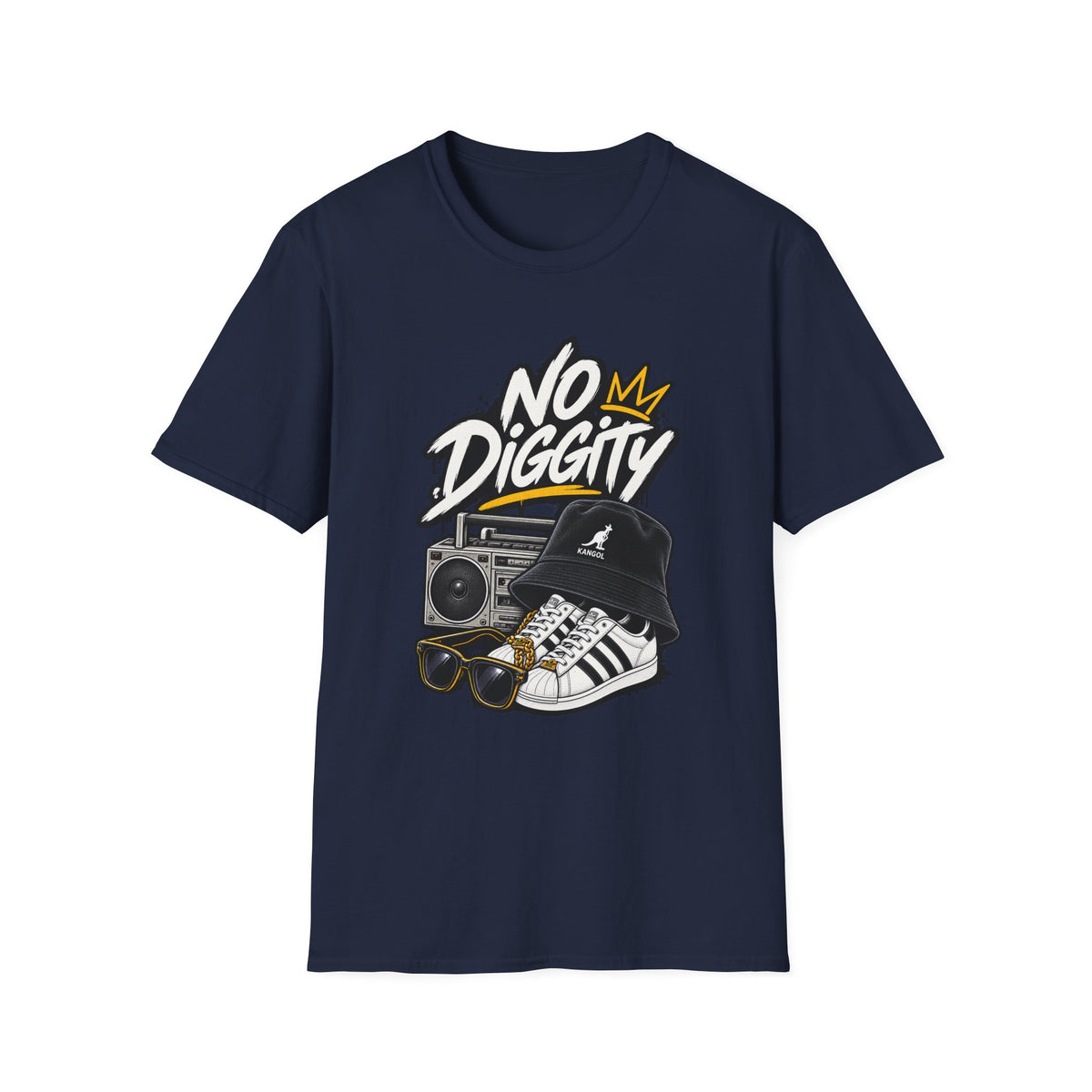 No Diggity Graphic Tee | Retro Boombox Hip Hop Design | 1990's 2000's Nostalgia Throwback