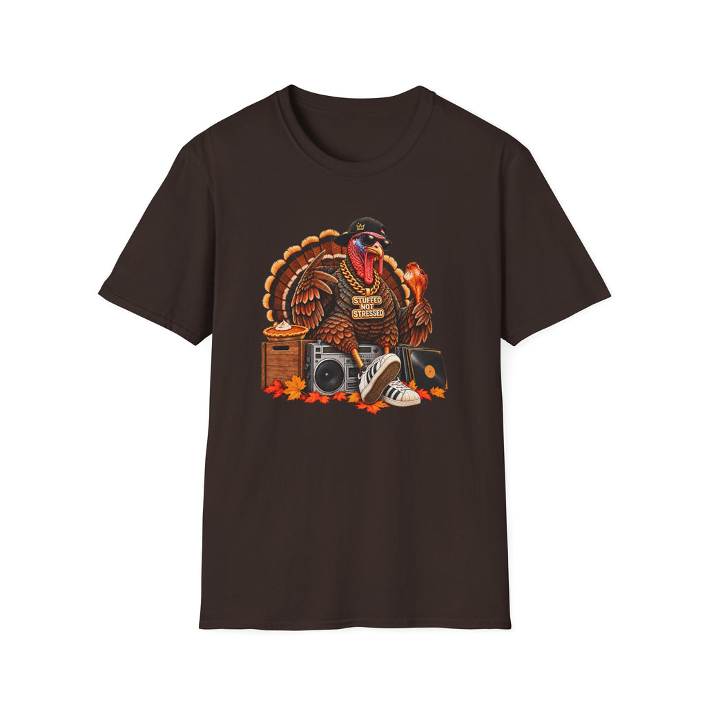 Hip Hop Turkey T-Shirt | Thanksgiving Turkey DJ Turntable, Fall Leaves | 90s 00s Nostalgia