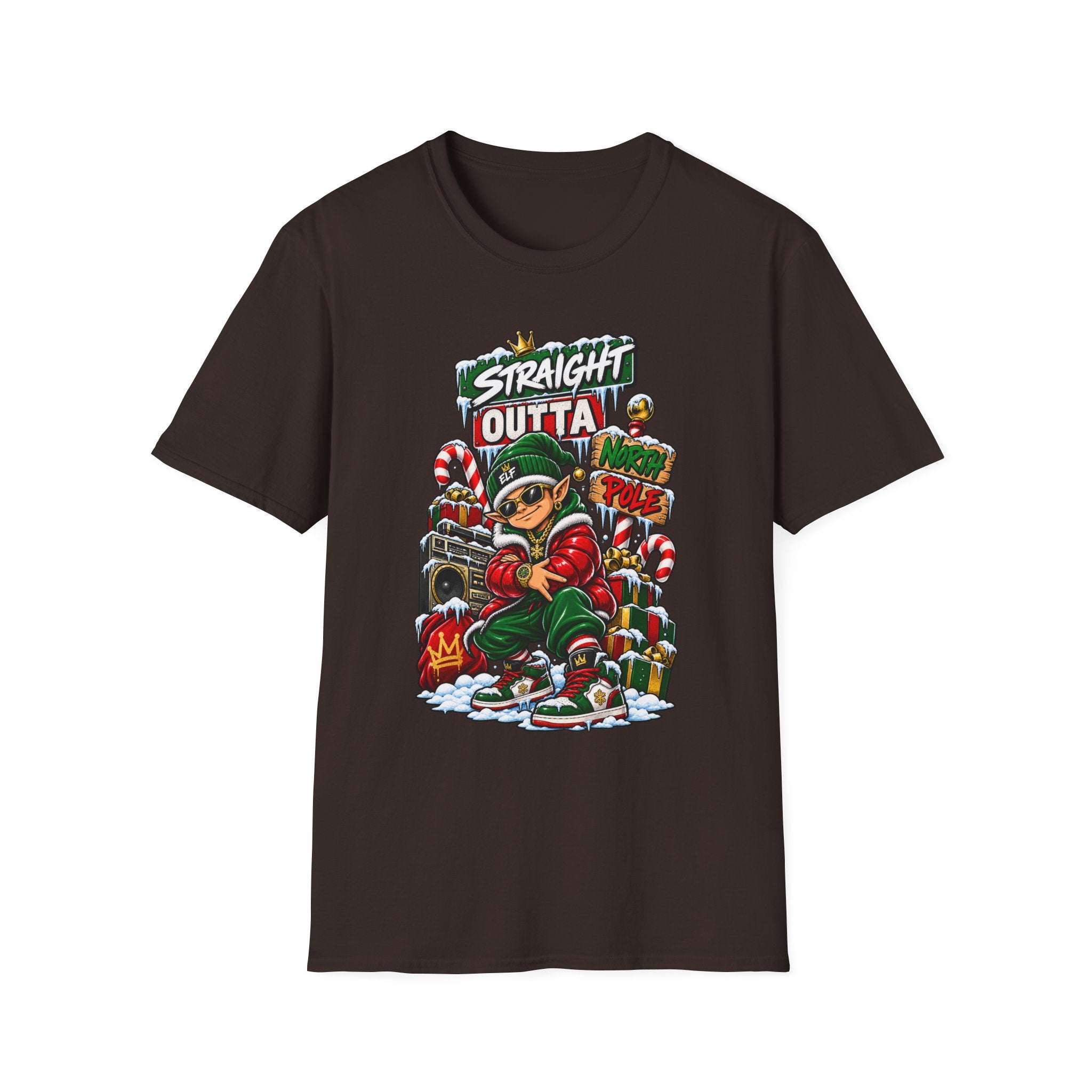 Straight Outta North Pole T-Shirt | Hip Hop Christmas Elf Streetwear | 1990's 2000's Nostalgia Throwback