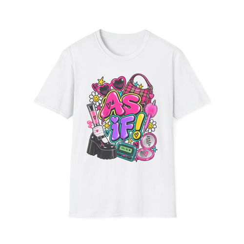 As If! Graphic Tee | 90s Y2K Retro Print, Heart Sunglasses, Plaid Bag | 90's 00's Hip Hop Pop Culture Nostalgia