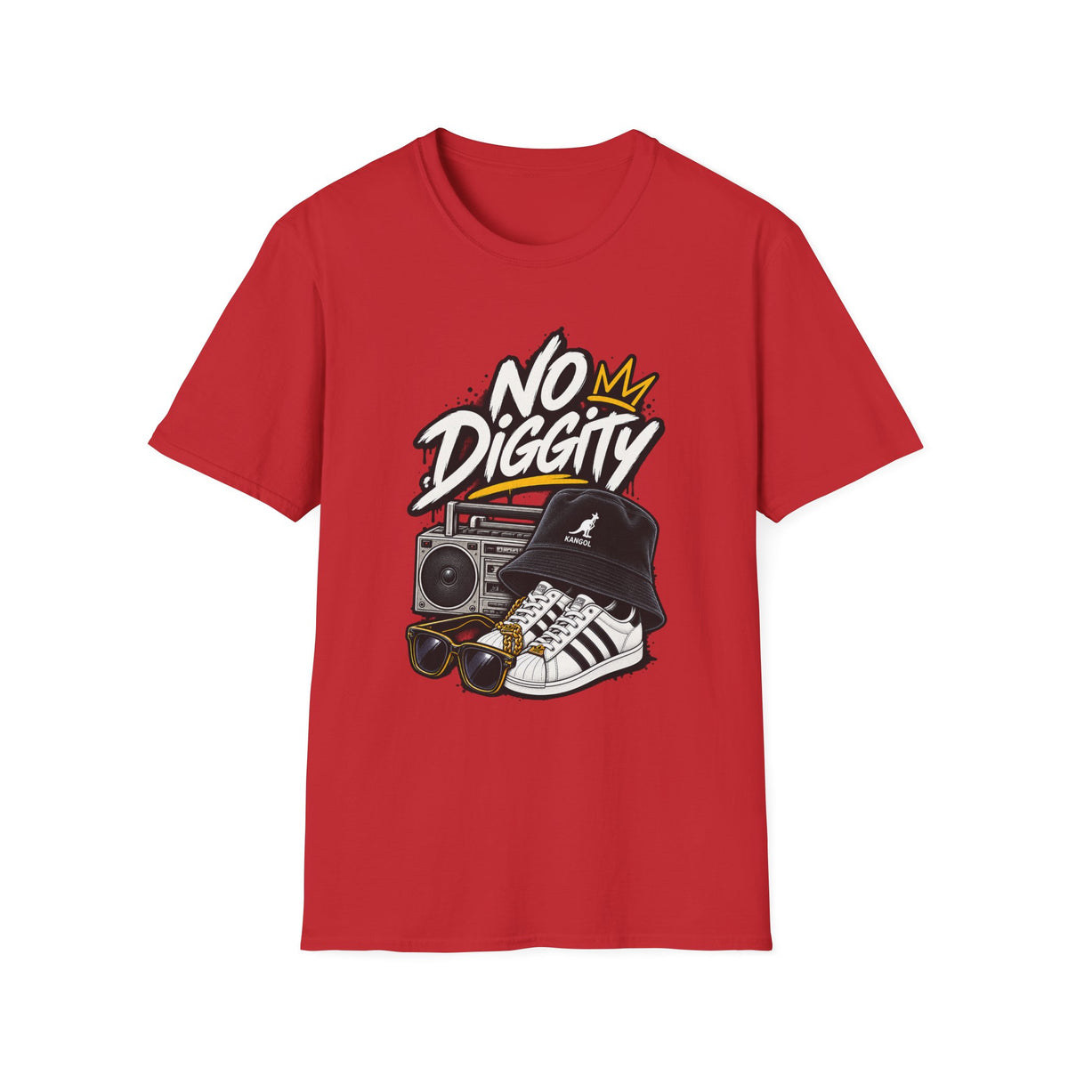 No Diggity Graphic Tee | Retro Boombox Hip Hop Design | 1990's 2000's Nostalgia Throwback
