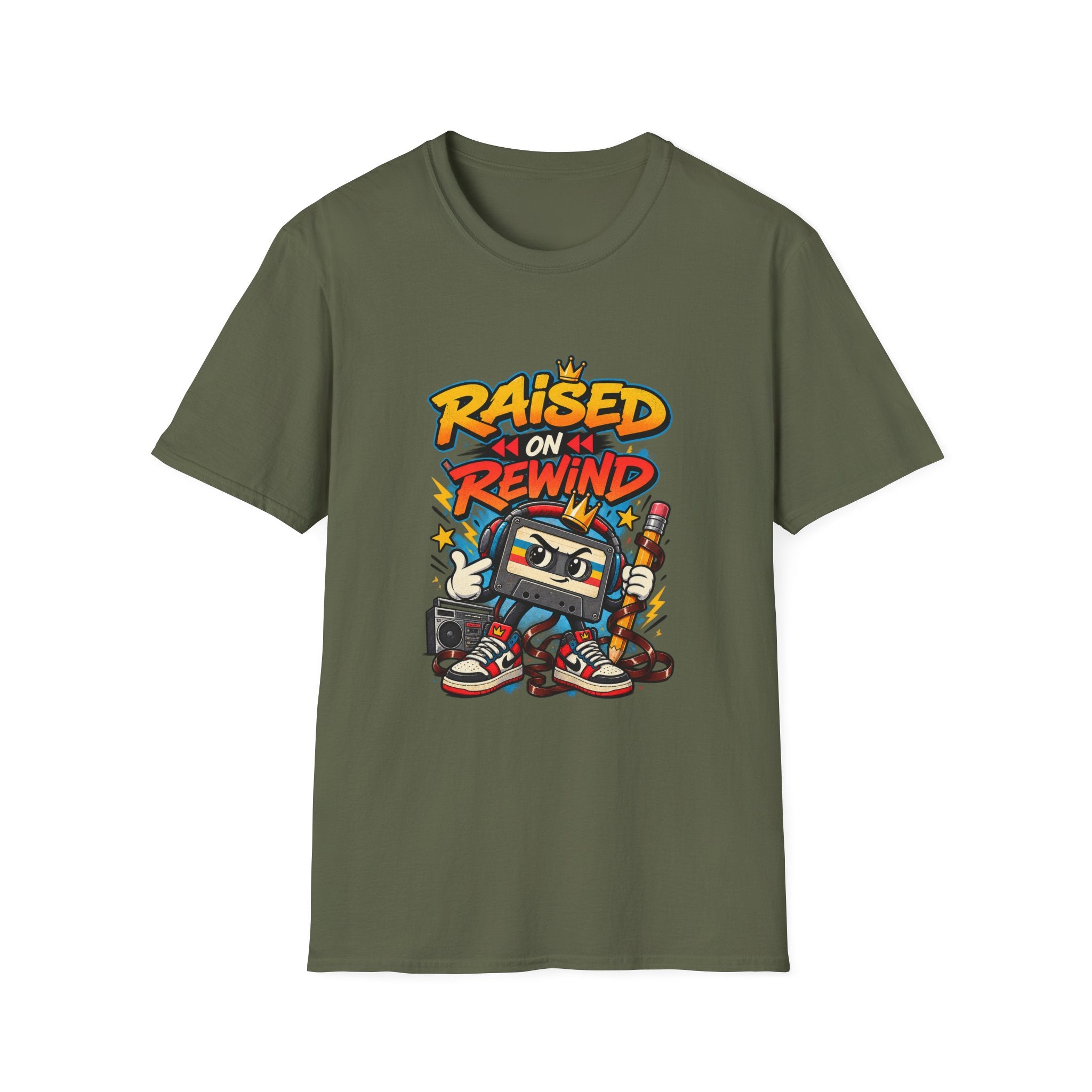 Raised on Rewind Hip Hop T-Shirt | Retro Cassette Tape 90s Nostalgia | 1990's 2000's Nostalgia Throwback