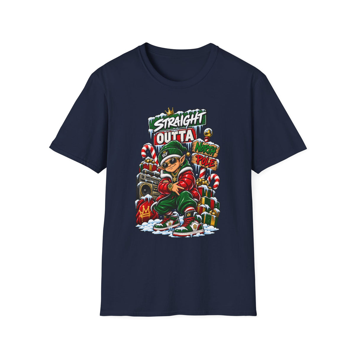 Straight Outta North Pole T-Shirt | Hip Hop Christmas Elf Streetwear | 1990's 2000's Nostalgia Throwback