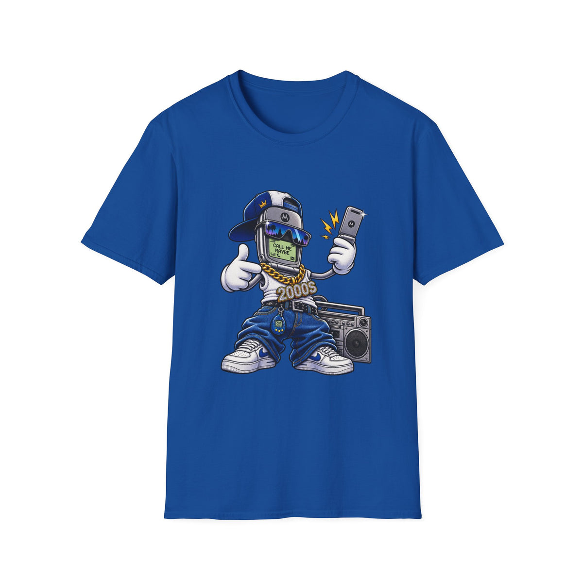 Money Phone Character T-Shirt | Hip Hop Cartoon Cellphone Selfie Tee | 1990's 2000's Nostalgia Throwback