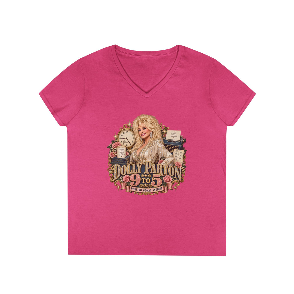 Dolly Parton 9 to 5 Retro Pink Portrait T-Shirt | Country Music Icon Tee | Memorial Tribute