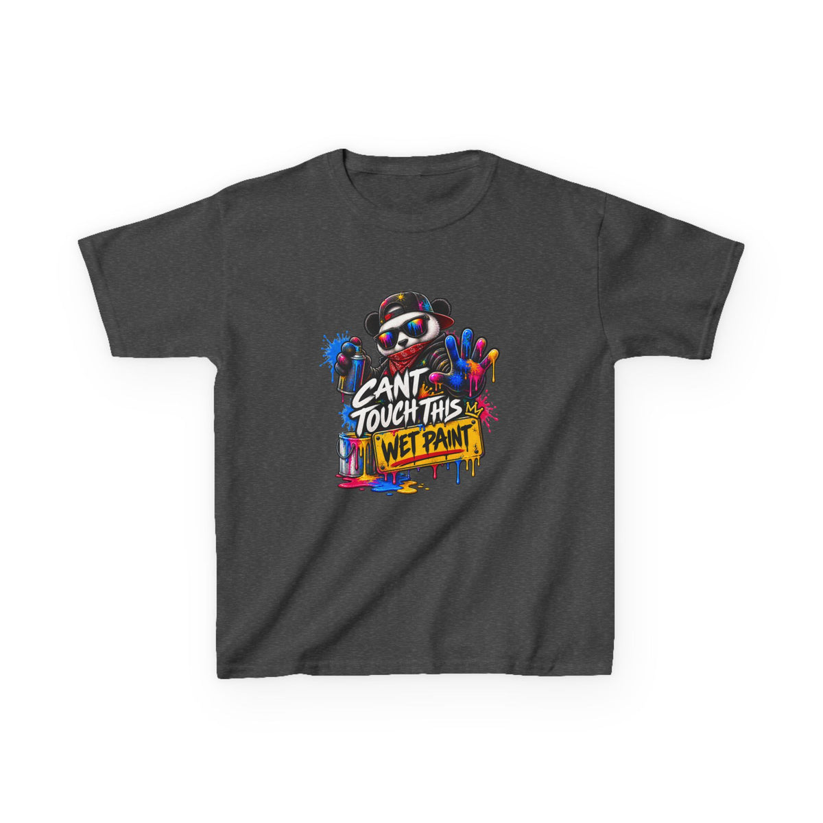 Cant Touch This Wet Paint Kids Tee | Colorful Graffiti Bear Design