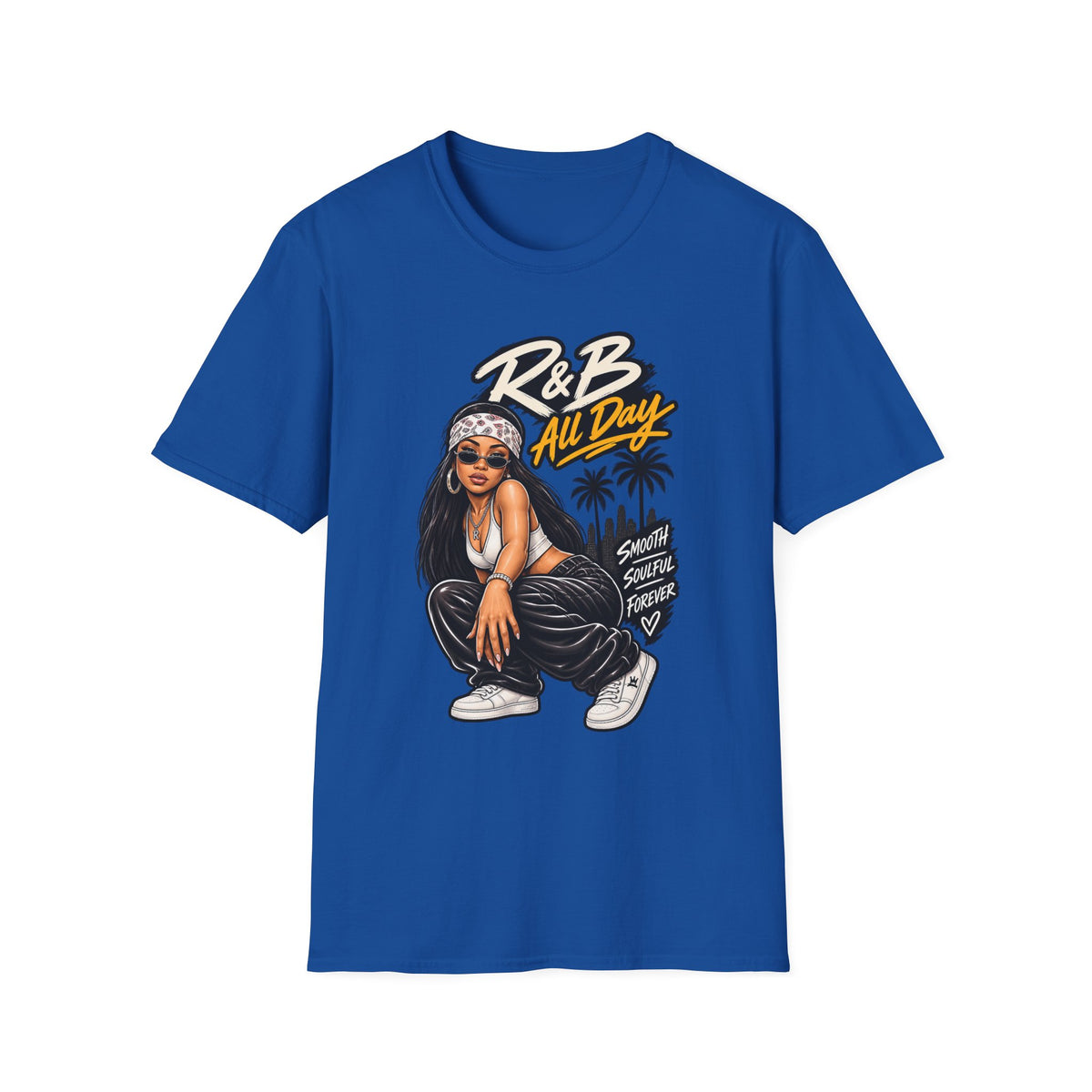 R&B All Day Graphic T-Shirt | Hip Hop Girl Palm Trees Urban Vibe Aaliyah esc | 1990's 2000's Nostalgia Throwback