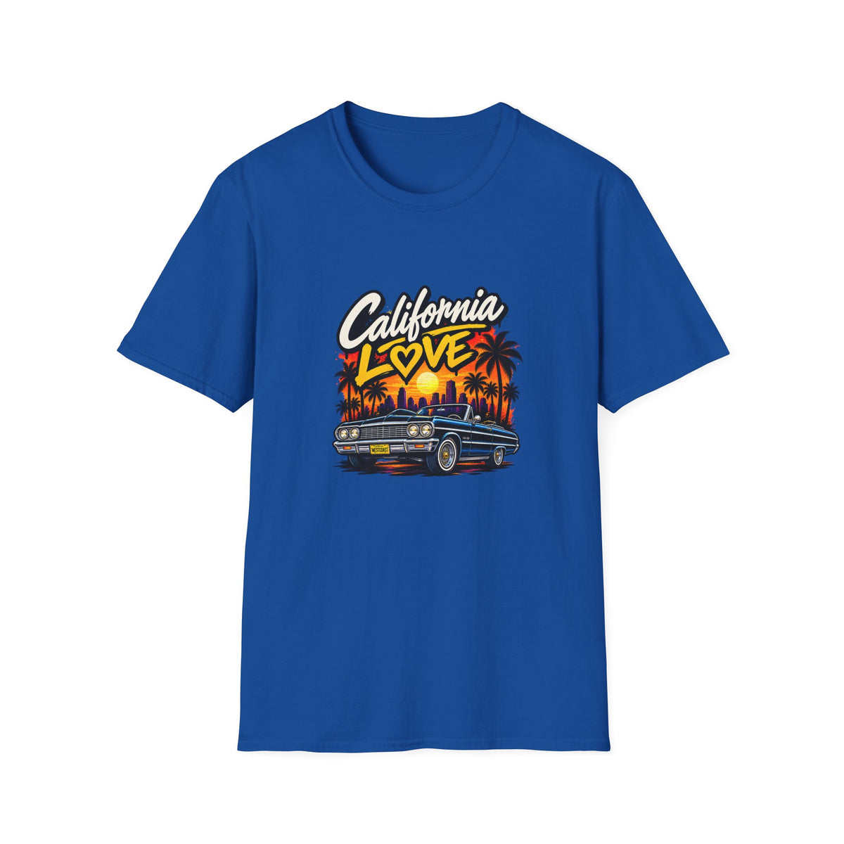California Love T-Shirt | Sunset Palm Trees, Classic Car Beach Scene