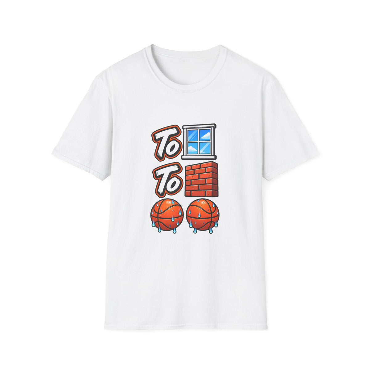 To the Window To the Wall Sweat Basketballs T-Shirt | Sports Emoji Design | 90s 00s Hip Hop Pop Culture Nostalgia Millennial Era