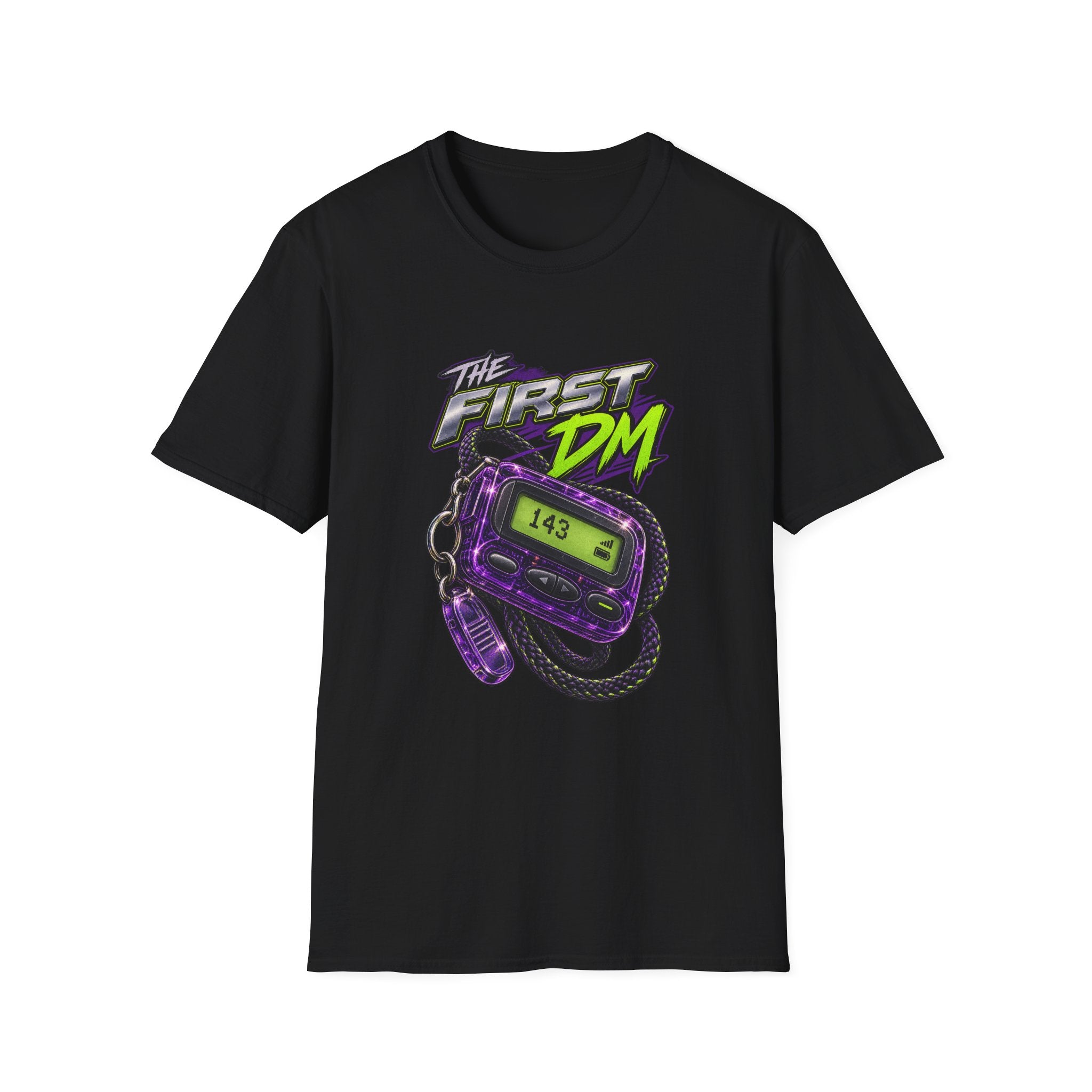 The First DM pager graphic T-Shirt | 90s pager nostalgia | 1990's 2000's Nostalgia Throwback