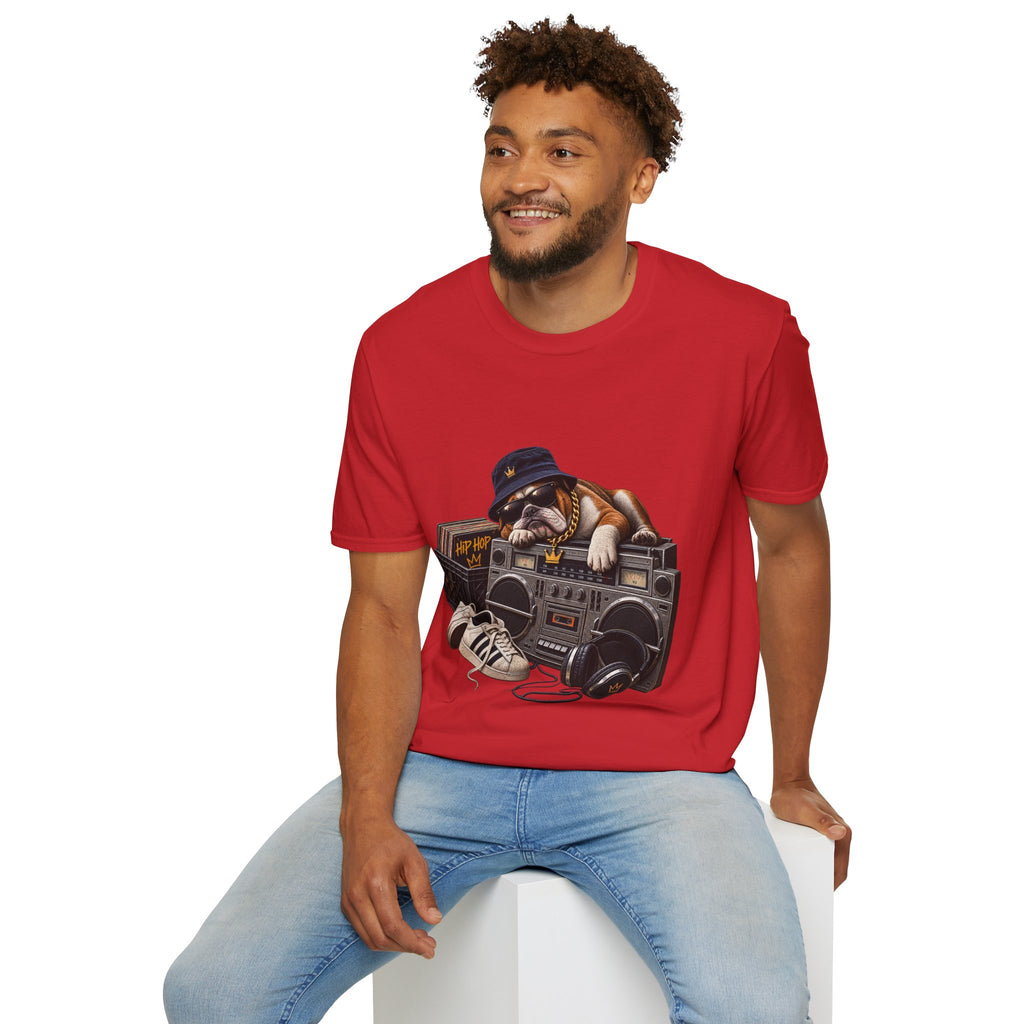 Hip Hop Bulldog DJ T-Shirt | Cute Retro Boombox Streetwear Tee