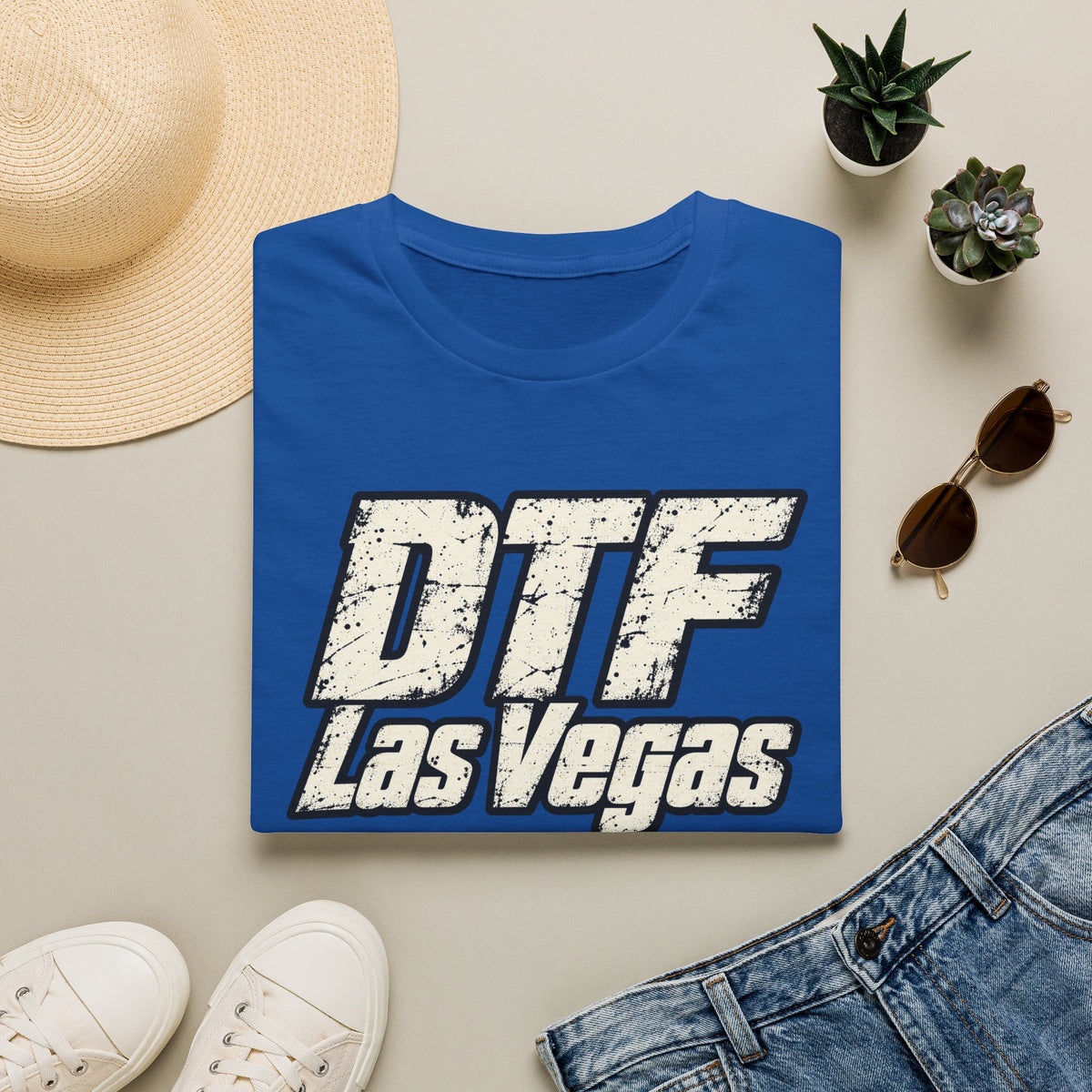 DTF Las Vegas T-Shirt | Vintage Bold Text Vegas Tee
