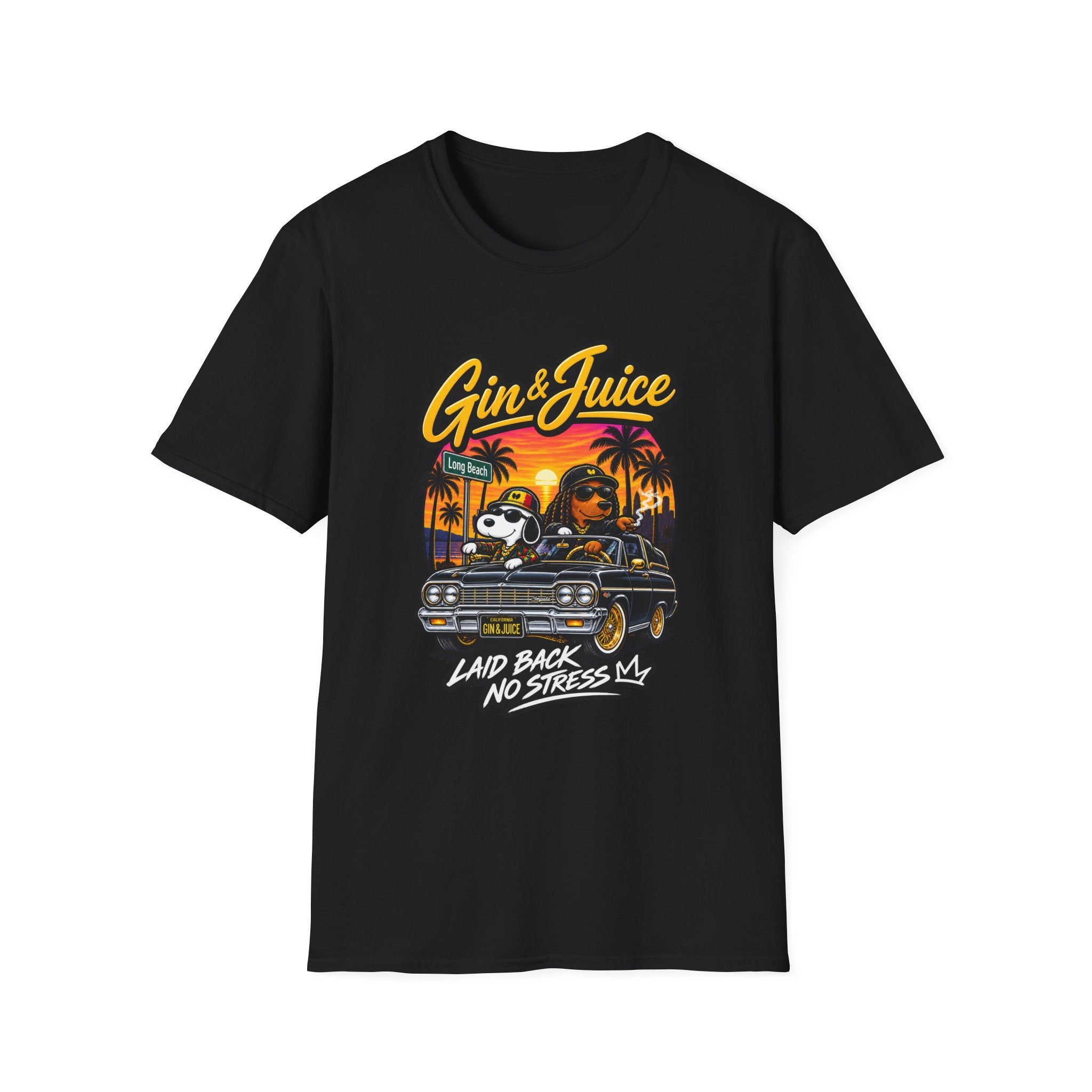 Gin & Juice Graphic Tee | Retro Sunset, Palm Trees, Laid Back Vibes | 1990's 2000's Nostalgia Throwback