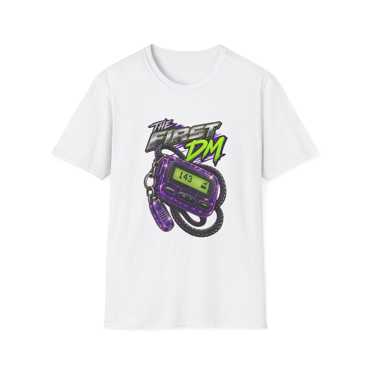The First DM pager graphic T-Shirt | 90s pager nostalgia | 1990's 2000's Nostalgia Throwback