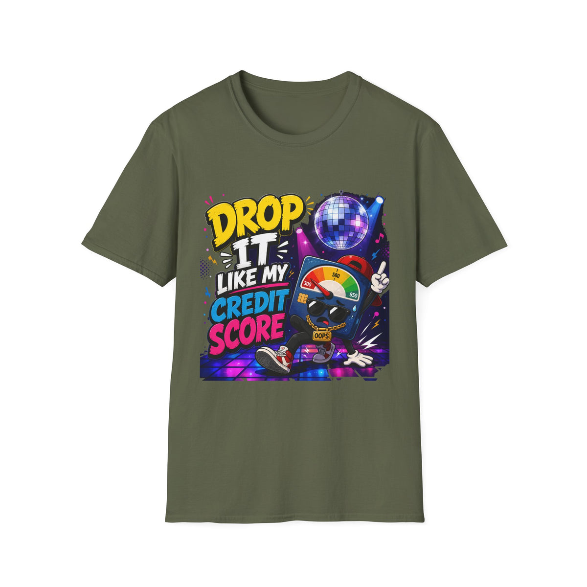 Drop It Like My Credit Score T-Shirt | Disco Ball, Funny Finance Design | 1990's 2000's Nostalgia Throwback