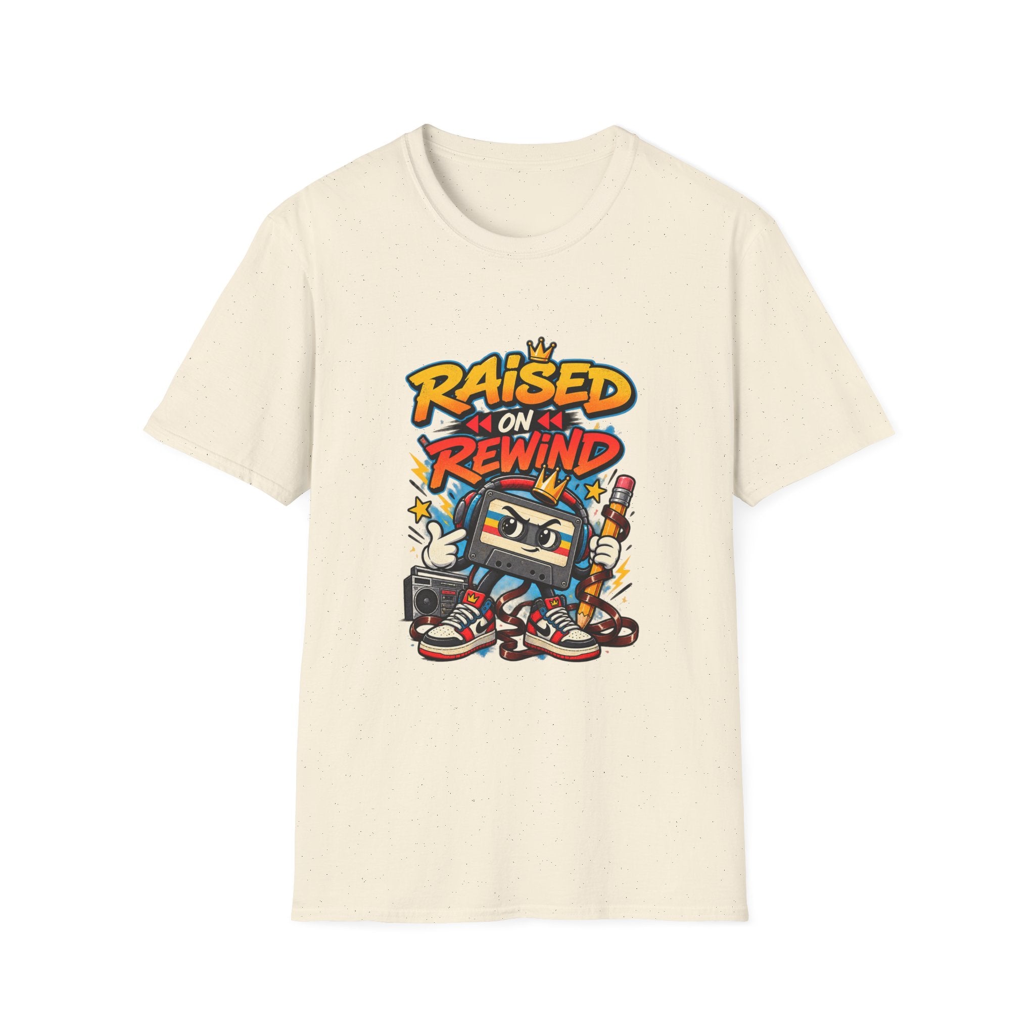 Raised on Rewind Hip Hop T-Shirt | Retro Cassette Tape 90s Nostalgia | 1990's 2000's Nostalgia Throwback