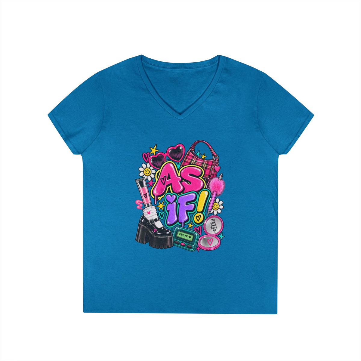 AS IF! 90s Retro Collage T-Shirt | Pop Heart, Cassette, Roller Skates | 90s 00s Hip Hop Pop Culture Nostalgia