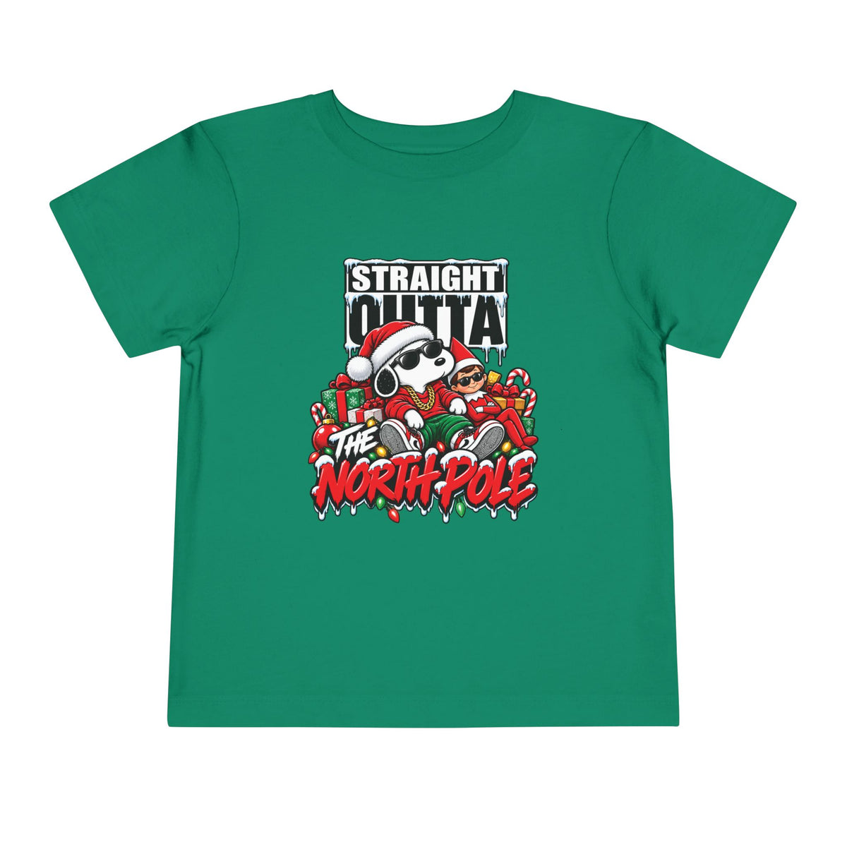 Straight Outta Elf graphic Toddler Tee | Christmas elf, candy cane holiday design