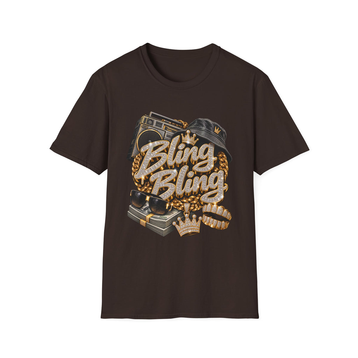 Bling Bling Boombox T-Shirt | Retro Hip Hop Graphic Tee | 90's 00's Hip Hop Pop Culture Nostalgia