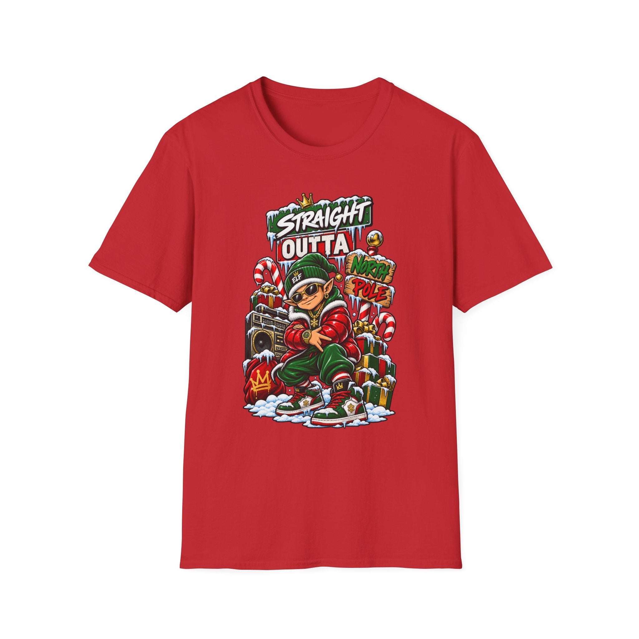 Straight Outta North Pole T-Shirt | Hip Hop Christmas Elf Streetwear | 1990's 2000's Nostalgia Throwback