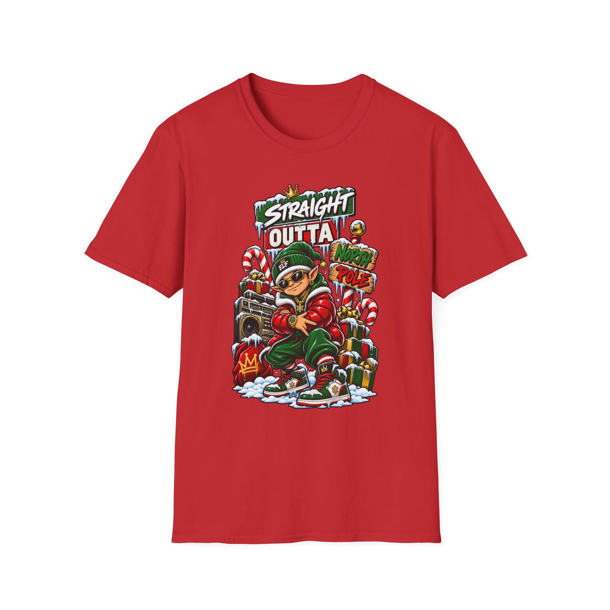 Straight Outta North Pole T-Shirt | Hip Hop Christmas Elf Streetwear | 1990's 2000's Nostalgia Throwback