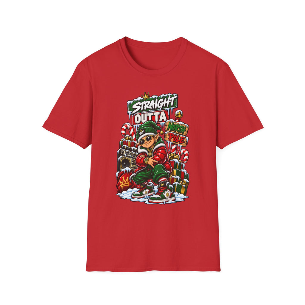 Straight Outta North Pole T-Shirt | Hip Hop Christmas Elf Streetwear | 1990's 2000's Nostalgia Throwback