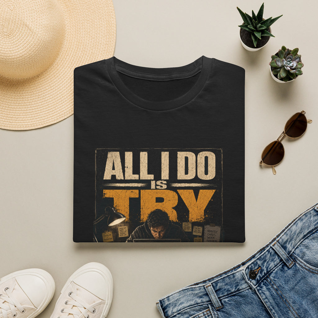 All I Do Is Try T-Shirt | Vintage Music Poster Style
