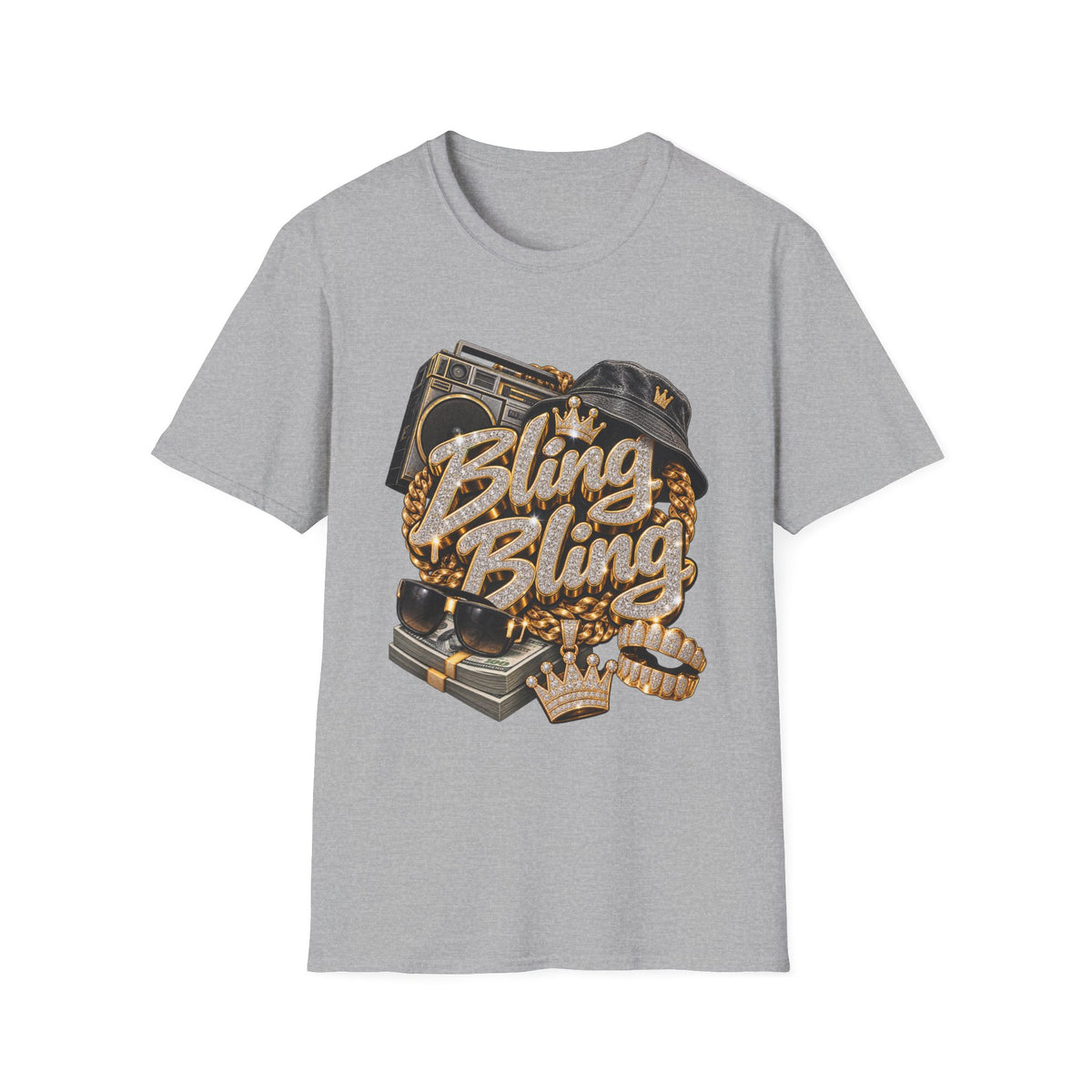 Bling Bling Boombox T-Shirt | Retro Hip Hop Graphic Tee | 90's 00's Hip Hop Pop Culture Nostalgia