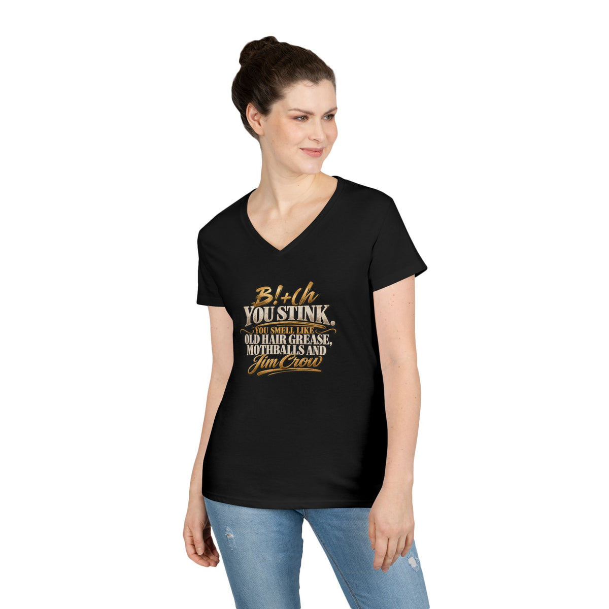 Bi+(h You Stink Script Graphic T-Shirt | Funny Sarcastic Typography Tee | Mallory Beauty