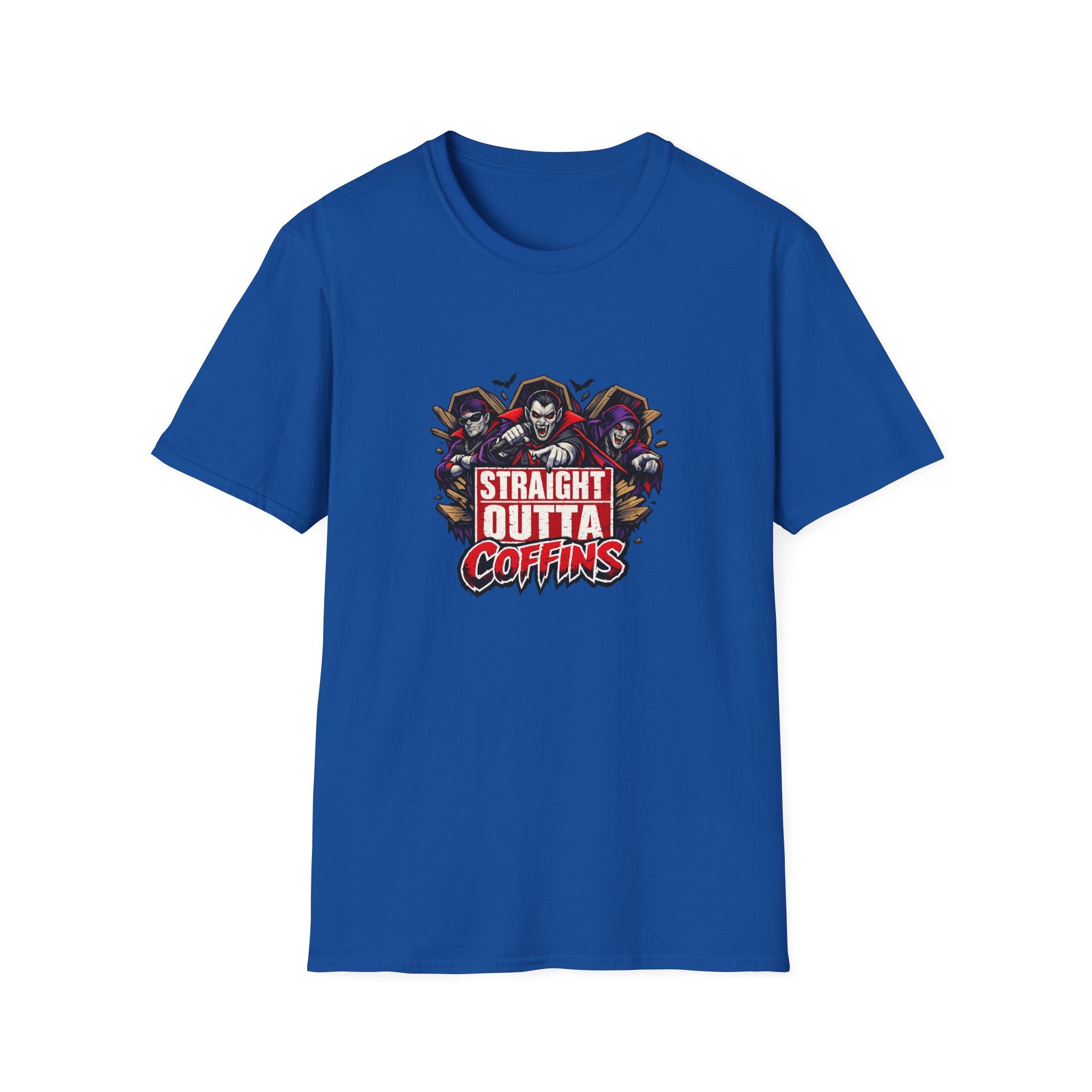 Straight Outta Coffins T-Shirt | Vampire Grim Reaper Hip Hop Halloween Design | 1990's 2000's Nostalgia Throwback