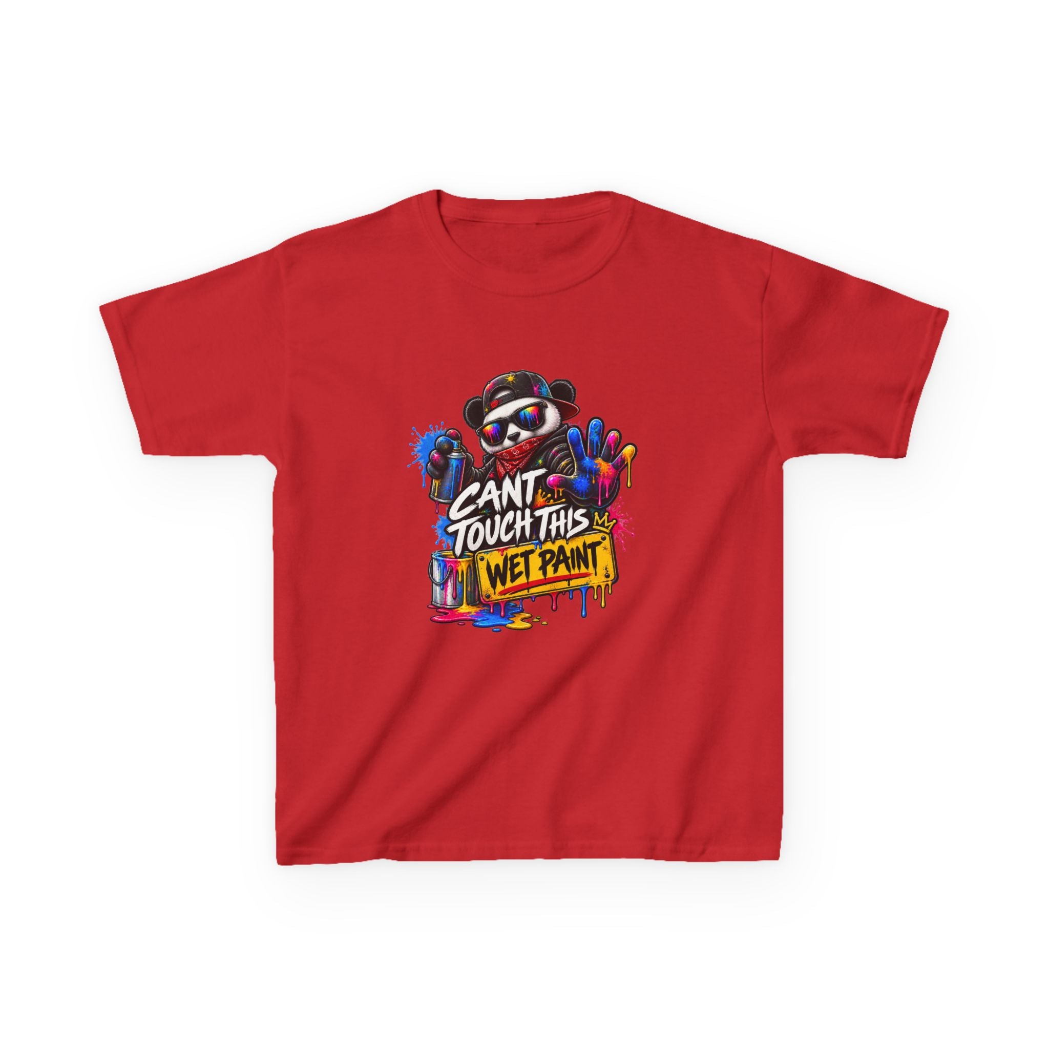 Cant Touch This Wet Paint Kids Tee | Colorful Graffiti Bear Design