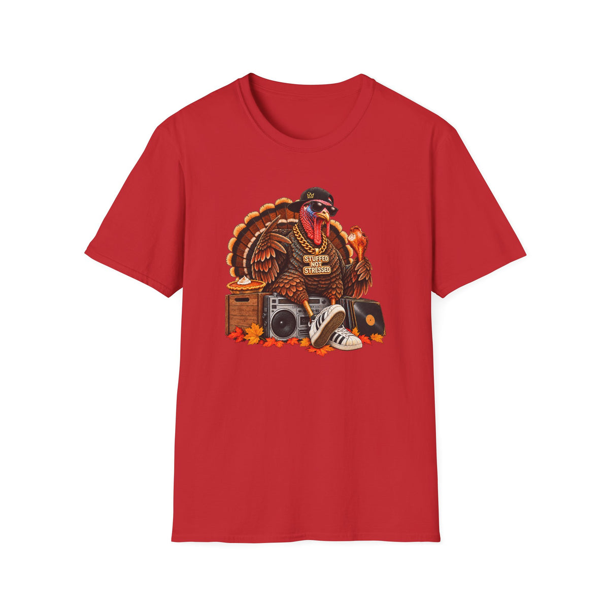 Hip Hop Turkey T-Shirt | Thanksgiving Turkey DJ Turntable, Fall Leaves | 90s 00s Nostalgia